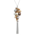 Noessla Boho Long Pendant Necklaces for Women Silver Tassel Long Necklace Sweater Chain Mothers Day Gifts Silver Costume Jewelry for Women - color: Brown