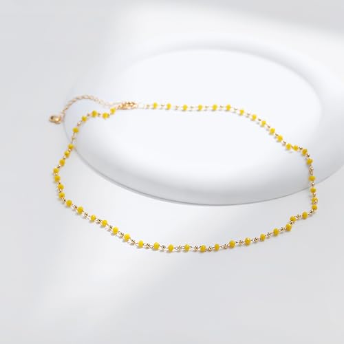 Beaded Choker Necklaces for Women 18k Gold Plated Dainty Gold Choker Necklaces for Women - style: yellow choker