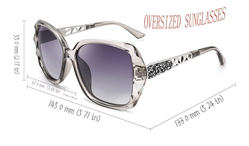 FEISEDY Polarized Women Square Sunglasses Sparkling Composite Shiny Frame B2289 - color: Gray