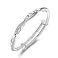 Sterling Silver Bangle Bracelets for Women,Fashion Jewelry Simple Adjustable 925 Silver Cuff Bangles for Women Mom Wife Valentine Mothers Day Gift - color: style-5