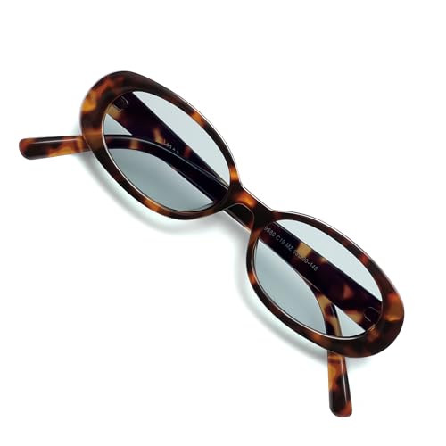 VANLINKER Polarized Retro Oval Sunglasses for Women and Men Small 90s Style VL9580 - color: C19 Tortoise Shell Frame/Teal Green Lens
