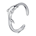 CHIC & ARTSY 925 Sterling Silver Open Toe Ring for Women - Lightweight Comfortable Yoga Toe Rings, Adjustable Stackable Toe Rings, Boho Coastal Vacation Beach Foot Jewellery - color: Dolphin/Silver
