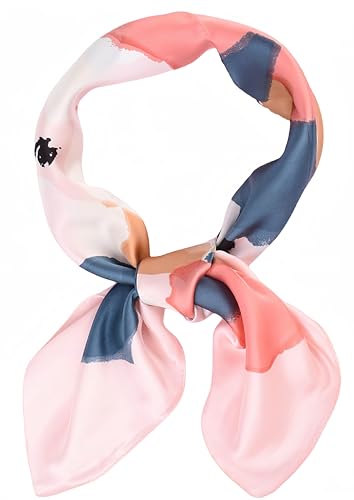 MINIDORA Satin Scarves for Women 27.5 × 27.5 inches Medium Square Elegant Silk Feeling Head Scarf - color: C009-pink