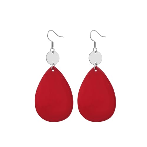 Elisheva Bohemian Lightweight Mother of Pearl Shell Drop Dangle Earrings for Women, Boho Chic Hippie Waterdrop Statement Jewelry Gift - color: red