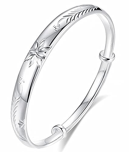 Sterling Silver Bangle Bracelets for Women,Fashion Jewelry Simple Adjustable 925 Silver Cuff Bangles for Women Mom Wife Valentine Mothers Day Gift - color: Style2