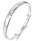 Sterling Silver Bangle Bracelets for Women,Fashion Jewelry Simple Adjustable 925 Silver Cuff Bangles for Women Mom Wife Valentine Mothers Day Gift - color: Style2