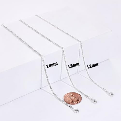 Gacimy 925 Sterling Silver Rope Chain for Women Men, 1.2mm 1.5mm 1.8mm Width 16 18 20 22 24 Inches Length - size: 18 Inches, style: 1.8MM-Width