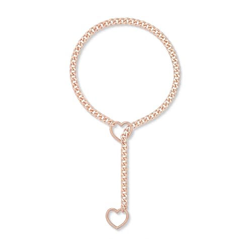 Heart O-ring Slip Chain Necklace For Women, Handmade Punk Gothic Cuban Necklace Jewelry Adjustable Lariat Y-Necklace - color: Rosegold, size: 24"