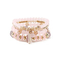 FUTIMELY Bohemian Crystal Beaded Bracelets Set for Women,Dainty Handmade Multilayer Colorful Charm Bracelet Beaded Stackable Stretch Bracelet Jewelry - color: Pink