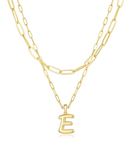 adoyi Dainty Heart Initial Necklaces 14K Gold Plated Layered Letter A-Z Pendant Necklace Stack Trendy Jewelry Birthday Valentines Gifts for Women Jewelry - color: Gold-Letter, style: E