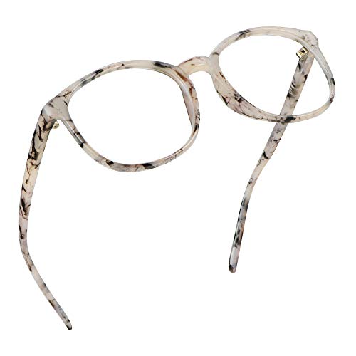 LifeArt Round Blue Light Blocking Glasses, Computer Glasses, Gaming Glasses, TV Glasses for Women Men (Marble, No Magnification) - color: 10_days_marble, size: +0.00(No Magnification)