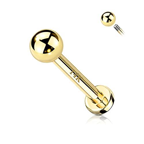 COCHARM 14k Solid Gold 16g Labret Studs Real Yellow Gold Medusa Monroe Madonna Stud Lip Piercing Helix Cartilage Conch Earring Stud - color: Yellow Ball-8mm