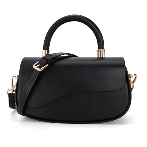 Milan Chiva Small Top Handle Purse for Women Elegant Crossbody Bag with Adjustable Strap for Evening Party & Daily Use - color: Black