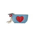 Red Heart Design Small Coin Purse - Cute Compact Keychain Change Purse Soft Leather Wallet with Zipper for Women (Light Blue) - color: Light Blue
