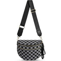 Checkered Crossbody Bag for Women Bum Bag Spacious Nylon Fanny Packs Cross Body Shoulder Purses Bag Handbags - color: Dark Gray Checkered