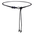 Womens Faux PU Leather Bead Rope Skinny Tie Belts for Skirt Dresses Jeans Pants Thin Dress Waist Belt - color: Black