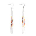 Native Long Beaded Tassel Earrings for Women, Boho Handmade Colorful Beads Statement Dangle Earing Prom Jewelry Gift. - color: White