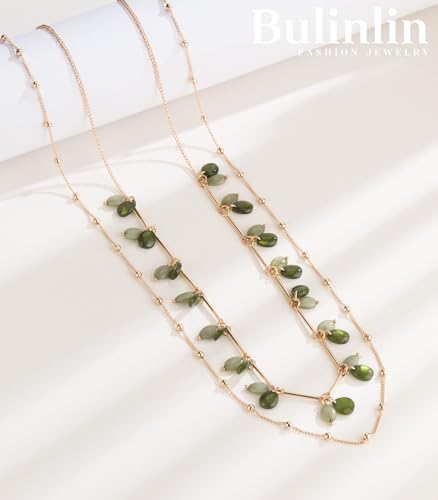 BULINLIN Layered Long Necklaces for Women Long Beaded Chain Necklace CostumeJewelry Mothers Day Gifts for Mom - color: Green