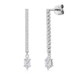 Gem Stone King 14K White Gold Gemstone Birthstone and White Lab Grown Diamond Long Liner Dangle Earrings for Women | Marquise 6X3MM | White Gold Chain Drop Earrings - style: White Moissanite, April