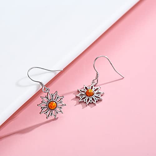 Sunflower Leverback Earrings S925 Sterling Silver Earrings You Are My Sunshine Dangle Earring Jewelry for Women - style: Drop