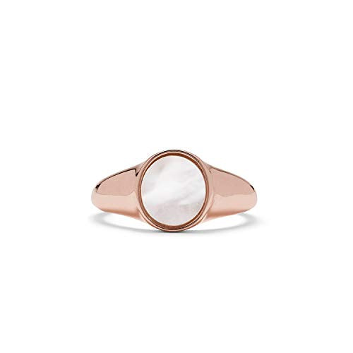 Pura Vida Mother of Pearl Signet Ring - Brass Band - color: Rose Gold