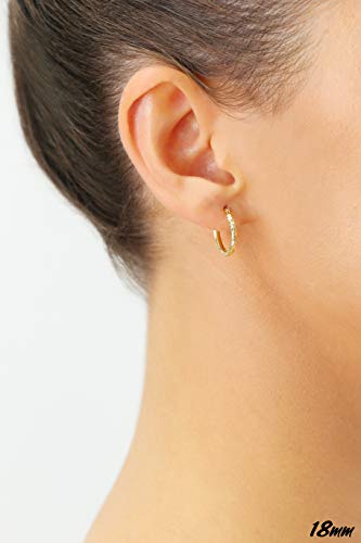 14k Yellow Gold Hand Engraved Diamond-cut Round Hoop Earrings - style: 18mm (0.7 inch)