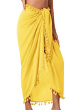 QIANXIZHAN Women's Swimsuit Cover Up,Beach Sarong Wrap Bottom Coverup for Women Short Skirt - color: Tassels Yellow