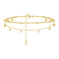 Gold/Sterling Silver Anklet Bracelets for Women Waterproof, Non Tarnish 925 Sterling Sliver Plated Heart Evileye Butterfly Charm, Dainty Summer Beach Anklets for Women, Beach Vacation Bikini Outfits for Her Mom - style: CZ-Gold