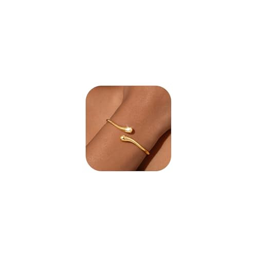 Robaice Gold Bracelets for Women Trendy，14K Gold Plated Bangle Cuff Bracelet Chunky Twist Bracelet Non Tarnish Hypoallergenic Jewelry Gift for Women - color: Medium-Gold