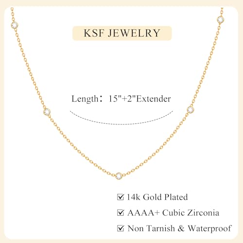 KSF Gold Lariat Necklace for Women Y Shaped Layered CZ Drop Chain | Y shaped necklace; Layered CZ detail; Long lariat style; Gift for her - color: Gold-27