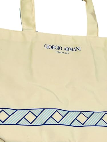 GIORGIO ARMANI Cream Canvas ARMANI ISLAND BEACH BAG Fragrance Tote Bag (LARGE 20.5 L X 13 H x 5 W) - 7462