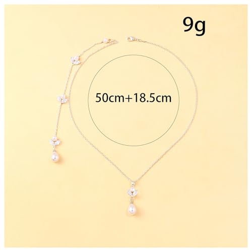 Rhinestone Pearl Back Chain Necklace for Backless Dress Bridal Wedding Simple Crystal Backdrop Festival Body Chain Jewelry for Women