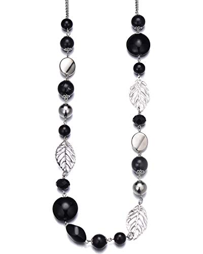 PEARL&CLUB Long Beaded Necklaces For Women - Sweater Chain Fashion Jewelry Necklace Gifts For Women - color: 24-Black
