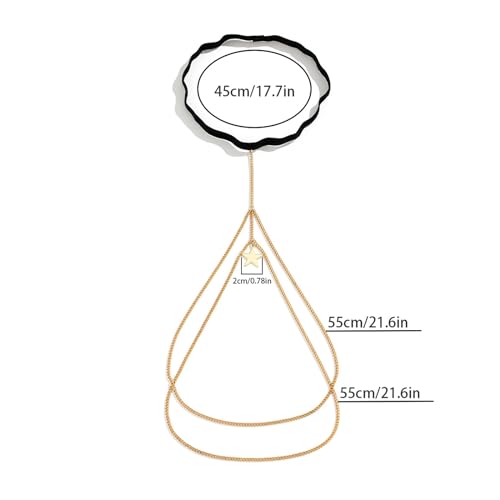 Multi-Layered Thigh Chains Jewelry, Bikini Elastic Tassel Leg Chain, Summer Beach Body Chain, Simple Metal Thigh Body Chain for Women - color: Star-Gold