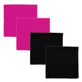 Motique Accessories Solid Color Bandana - Set of 4 - color: Hot Pink Black