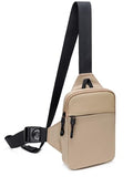 higouta Mini Sling Bag for Men Women, Small Crossbody Casual Utility Chest Phone Bag for Travel Workout - color: Beige