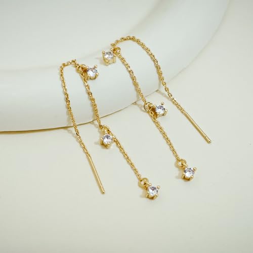 Gold Earrings for Women Trendy, Simple Dainty 14K Gold Plated Paperclip Square Chain Link Dangle Hoops Earrings Pin Stud Huggie Earrings Lightweight Hypoallergenic Minimalist Aesthetic Gold Jewelry for Christmas Gifts - color: style 1