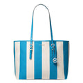 Michael Kors Quinn Large Tote - color: Silver-tone Hardware/Canvas/Milos Blue