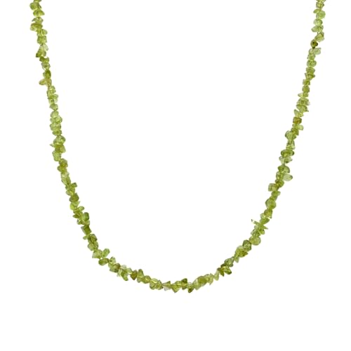 ZANNAH Gemstone Beaded Necklaces for Women - Boho Style Essential Necklace 15" + 3.14" Extender, Cute and Trendy Choker, Natural Stone Handmade Jewelry, Thoughtful Gifts for Women - color: Green - Peridot