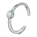 CHIC & ARTSY 925 Sterling Silver Open Toe Ring for Women - Lightweight Comfortable Yoga Toe Rings, Adjustable Stackable Toe Rings, Boho Coastal Vacation Beach Foot Jewellery - color: Opal/silver