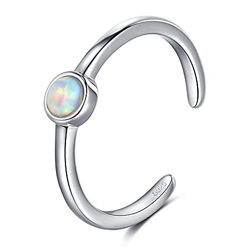 CHIC & ARTSY 925 Sterling Silver Open Toe Ring for Women - Lightweight Comfortable Yoga Toe Rings, Adjustable Stackable Toe Rings, Boho Coastal Vacation Beach Foot Jewellery - color: Opal/silver