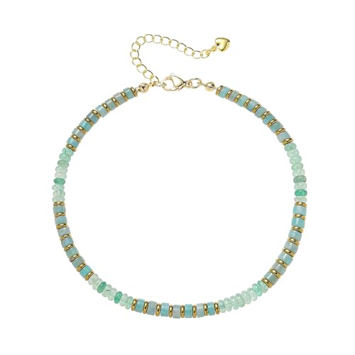 XIJIN Natural Stone Beaded Anklets for Women Handmade Beach Boho Turquoise Beads Ankle Bracelet Jewelry Gift for Her - color: N