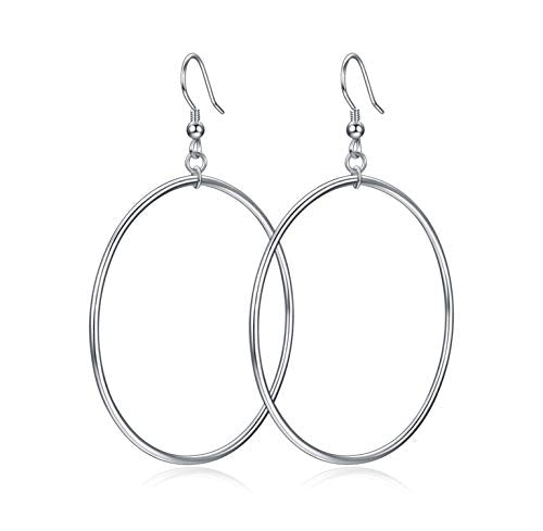 POPLYKE Sterling Silver/Rose Gold/Gold Plated Large Hoop Earrings Circle Dangle Drop Earrings for Women 40 50 60 70 80mm - color: silver hoop, size: 60mm