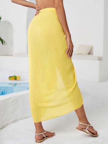 QIANXIZHAN Women's Swimsuit Cover Up,Beach Sarong Wrap Bottom Coverup for Women Short Skirt - color: 1yellow
