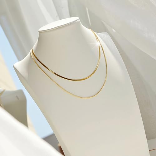 Gold Necklaces for Women Gifts - 14K Gold Plated Necklace for Women Necklaces for Her Tiny Fashion Jewelry for Teens，for Women Friends Jewelry Gifts，Necklace Gold Jewelry Birthday Gifts - style: Double layered snake bone necklace