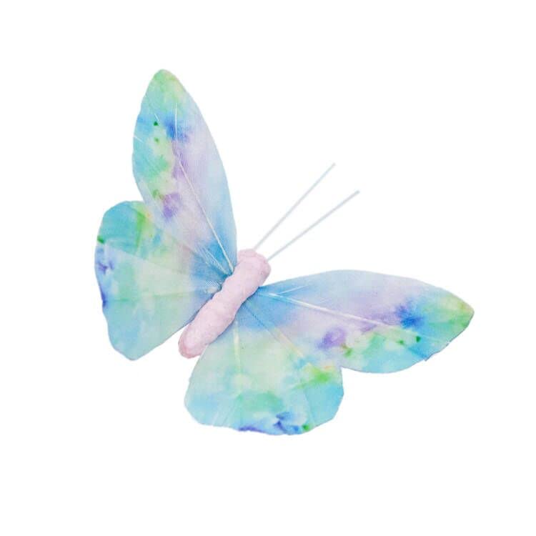 Berfutall- Spring Feather Butterfly Decorations Set 6 Color of 12pcs Vibrant Multi Colored Craft Butterflies on Clip .Party Home Decor Floral Pics - color: 6 Color G