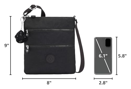 Kipling Women's Keiko Crossbody Mini Bag, Lightweight Adjustable Purse, Durable Shoulder Sling - color: Black Noir, size: 8"L x 9"H x 1.25"D