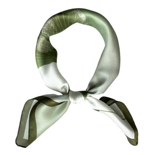 FONYVE 100% Mulberry Silk Scarfs for Women-Lightweight Square Satin Head Scarf-Small Silk Hair Scarf for Sleeping 21"x21" - color: 10 Ginkgo Leaf
