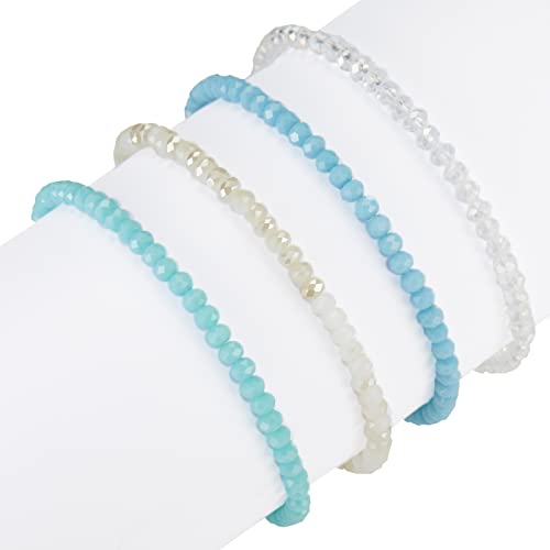 Noessla Beaded Boho Stretch Bracelet Colorful Stackable Crystal Beads Bracelets Trendy Costume Jewelry Mothers Day Gifts for Women - color: Light blue