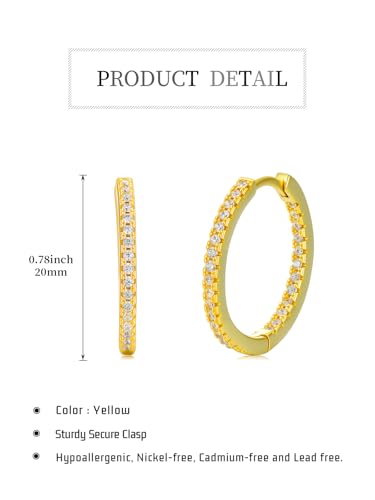14K Gold Hoop Earrings for Women Hypoallergenic Lightweight Gold Huggie Hoop Earring Jewelry Gift - style: A-20mm